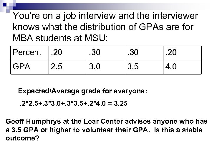 You’re on a job interview and the interviewer knows what the distribution of GPAs