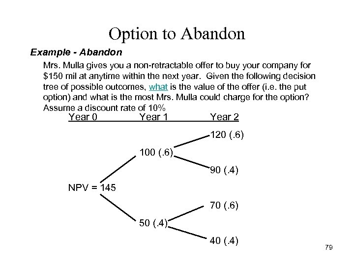 Option to Abandon Example - Abandon Mrs. Mulla gives you a non-retractable offer to