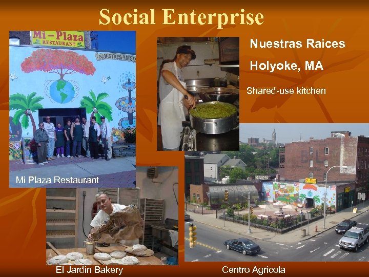 Social Enterprise Nuestras Raices Holyoke, MA Shared-use kitchen Mi Plaza Restaurant El Jardin Bakery
