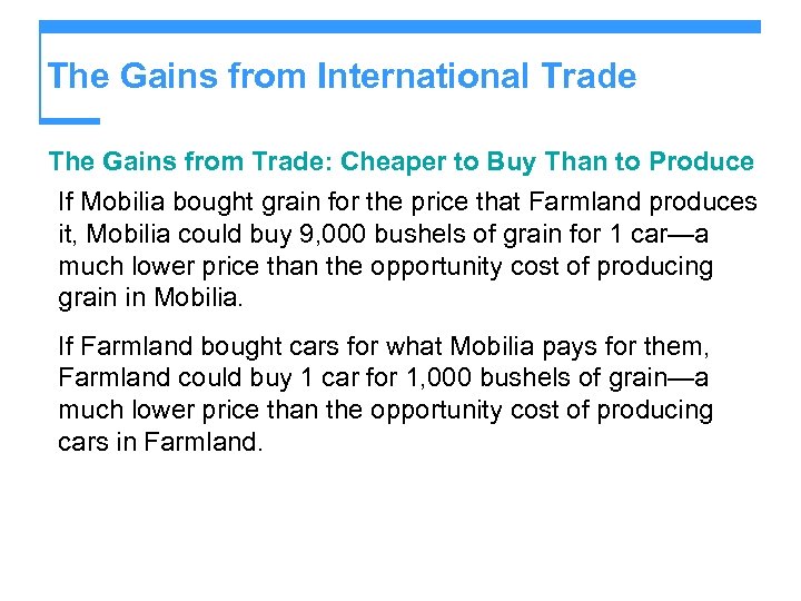 The Gains from International Trade The Gains from Trade: Cheaper to Buy Than to