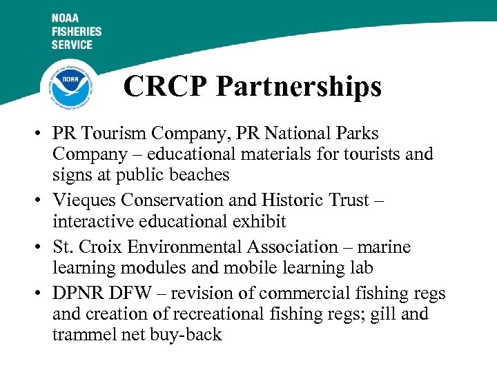 CRCP Partnerships • PR Tourism Company, PR National Parks Company – educational materials for
