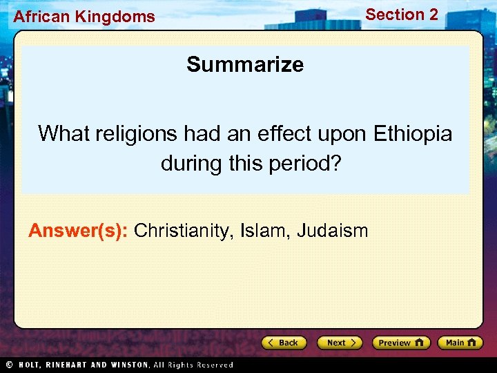 Section 2 African Kingdoms Summarize What religions had an effect upon Ethiopia during this