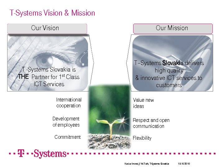 T-Systems Vision & Mission Our Vision T -Systems Slovakia is THE Partner for 1