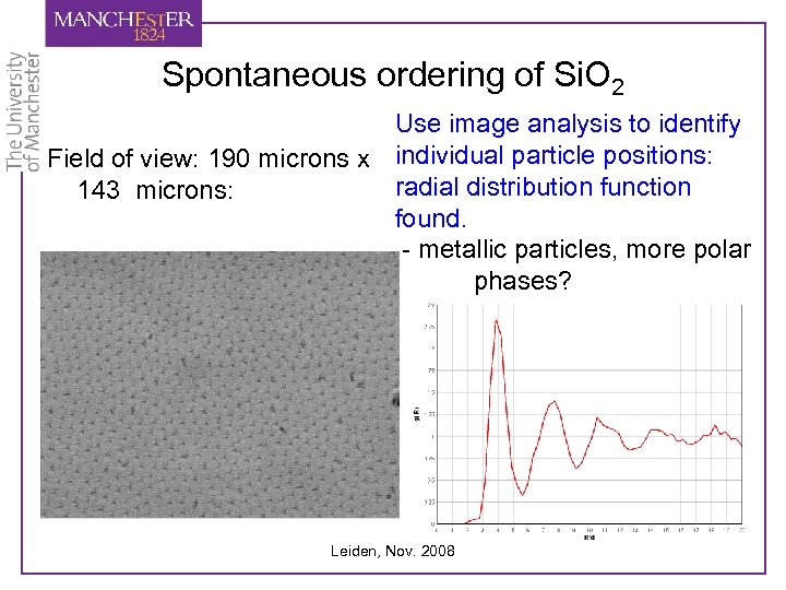Spontaneous ordering of Si. O 2 Use image analysis to identify Field of view: