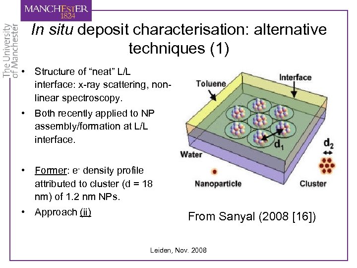 In situ deposit characterisation: alternative techniques (1) • Structure of “neat” L/L interface: x-ray