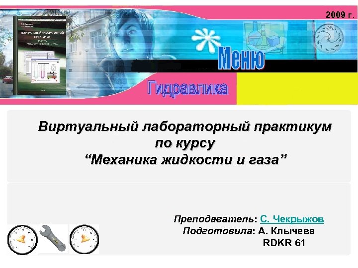 2009 г. Виртуальный лабораторный практикум по курсу “Механика жидкости и газа” Преподаватель: С. Чекрыжов