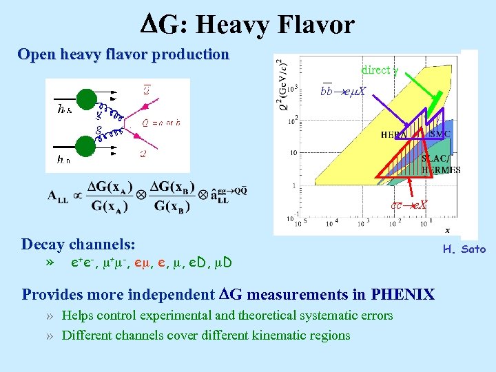  G: Heavy Flavor Open heavy flavor production direct bb e X cc e.