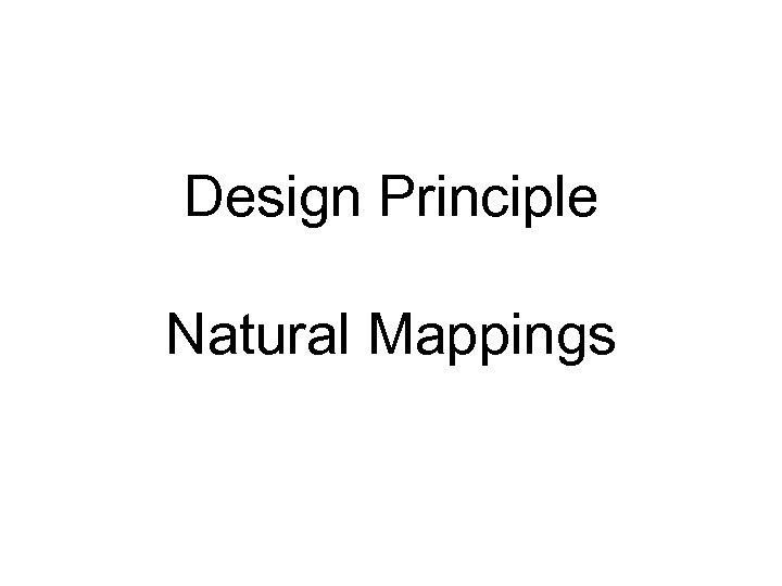 Design Principle Natural Mappings 