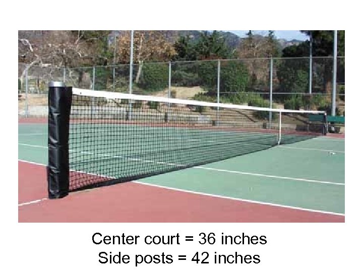 Center court = 36 inches Side posts = 42 inches 