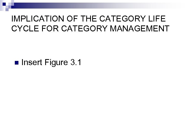 IMPLICATION OF THE CATEGORY LIFE CYCLE FOR CATEGORY MANAGEMENT n Insert Figure 3. 1