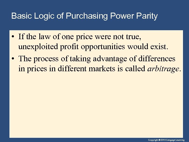 Basic Logic of Purchasing Power Parity • If the law of one price were