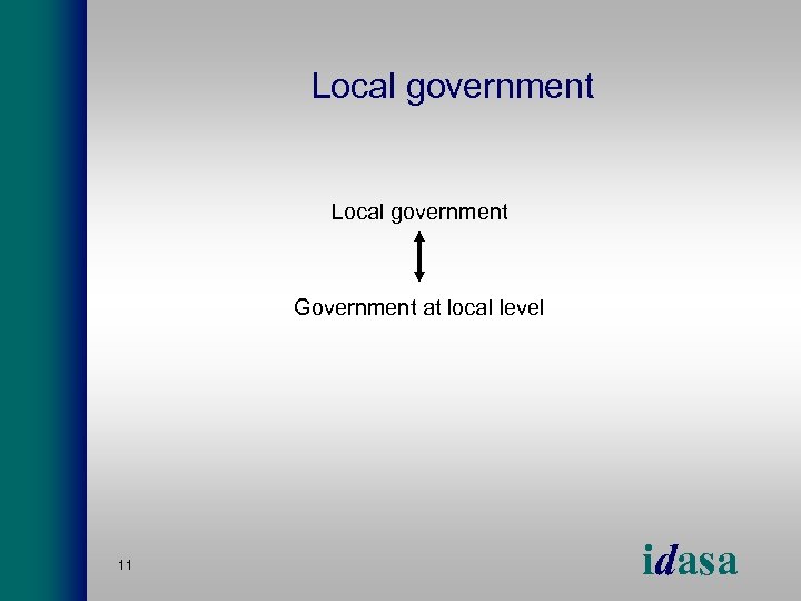 Local government Government at local level 11 idasa 