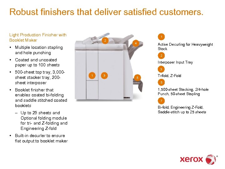 Robust finishers that deliver satisfied customers. Light Production Finisher with Booklet Maker 1 2