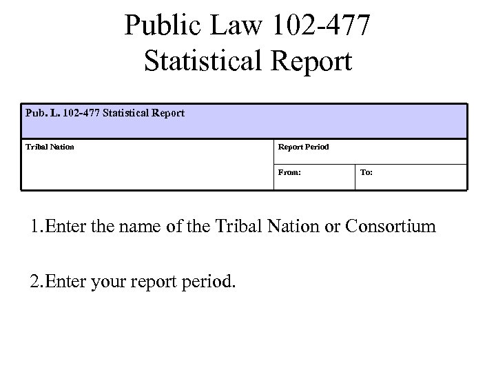 Public Law 102 -477 Statistical Report Pub. L. 102 -477 Statistical Report Tribal Nation