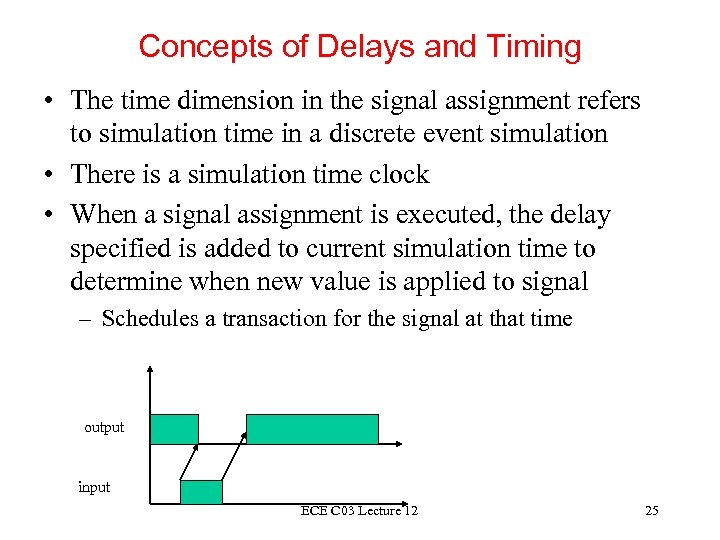 Concepts of Delays and Timing • The time dimension in the signal assignment refers