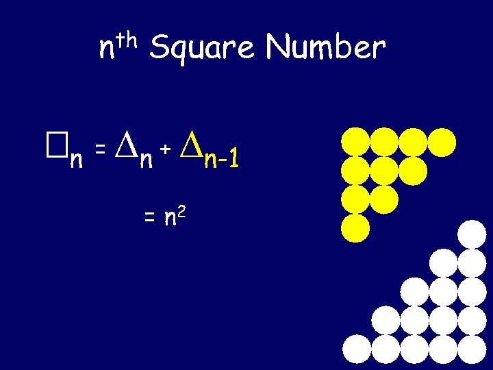 nth Square Number n = n + n-1 = n 2 