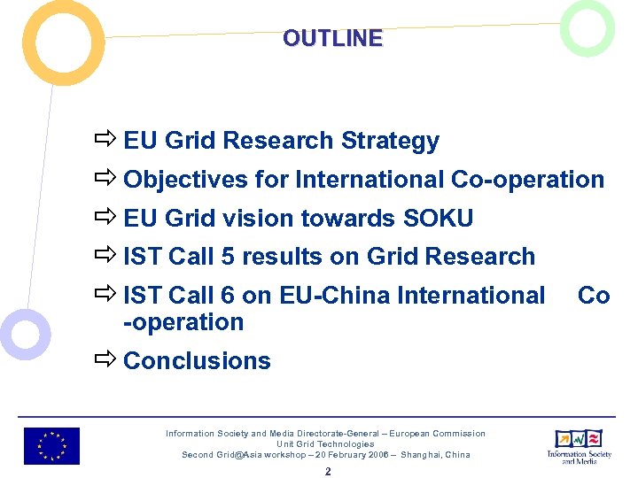 OUTLINE ð EU Grid Research Strategy ð Objectives for International Co-operation ð EU Grid