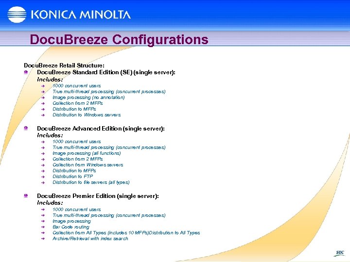 Docu. Breeze Configurations Docu. Breeze Retail Structure: Docu. Breeze Standard Edition (SE) (single server):
