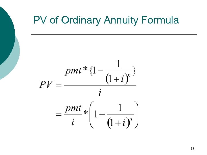 PV of Ordinary Annuity Formula 18 