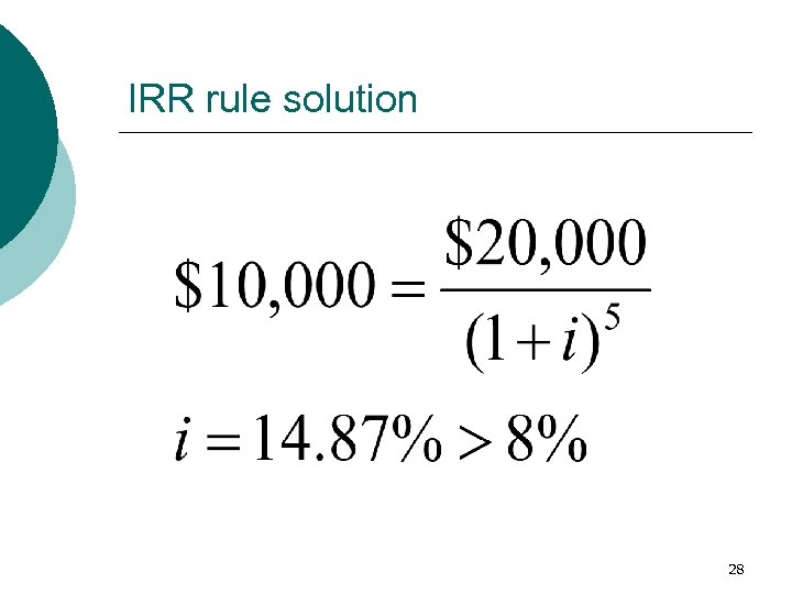 IRR rule solution 28 