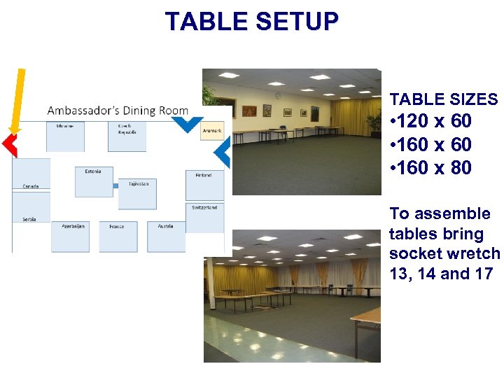 TABLE SETUP TABLE SIZES • 120 x 60 • 160 x 80 To assemble