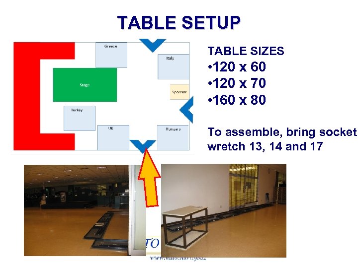 TABLE SETUP TABLE SIZES • 120 x 60 • 120 x 70 • 160