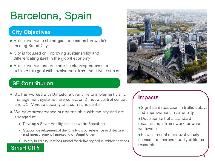 Barcelona, Spain City Objectives ● Barcelona has a stated goal to become the world’s
