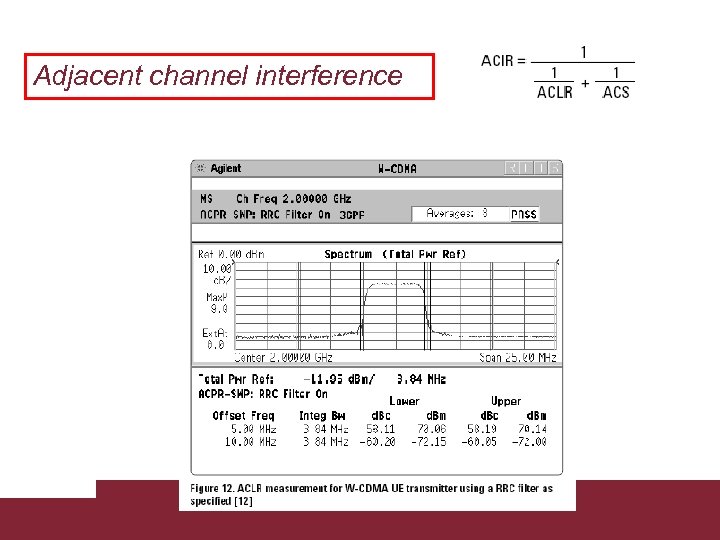 Adjacent channel interference Caratterizzazione trasmissioni WCDMA 3/18/2018 Pagina 41 