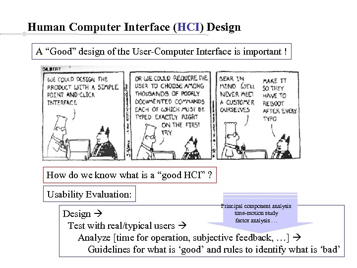 Human Computer Interface (HCI) Design A “Good” design of the User-Computer Interface is important
