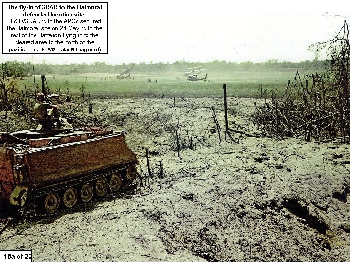 The fly-in of 3 RAR to the Balmoral defended location site. B & D/3
