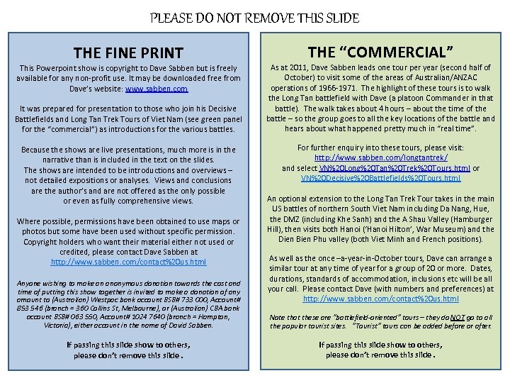 PLEASE DO NOT REMOVE THIS SLIDE THE FINE PRINT This Powerpoint show is copyright