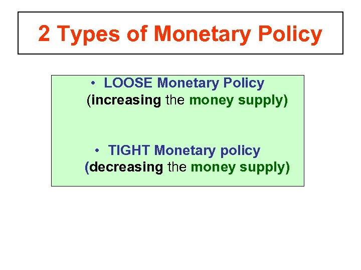 Monetary Policy Regulating Money Supply 2 Types