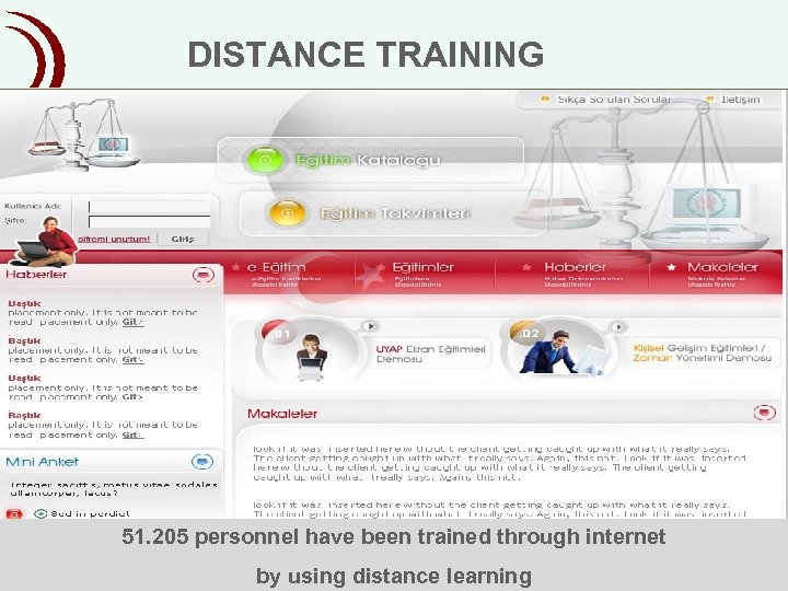 DISTANCE TRAINING 51. 205 personnel have been trained through internet by using distance learning