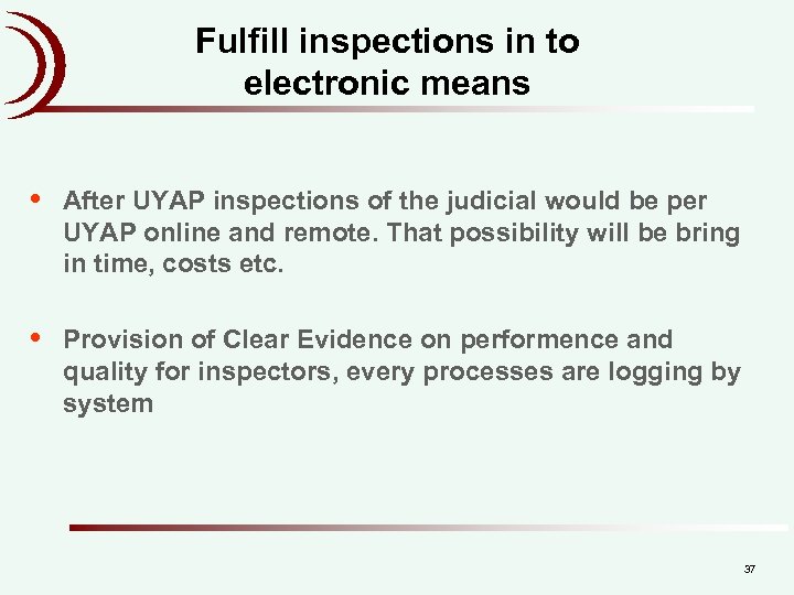 Fulfill inspections in to electronic means • After UYAP inspections of the judicial would