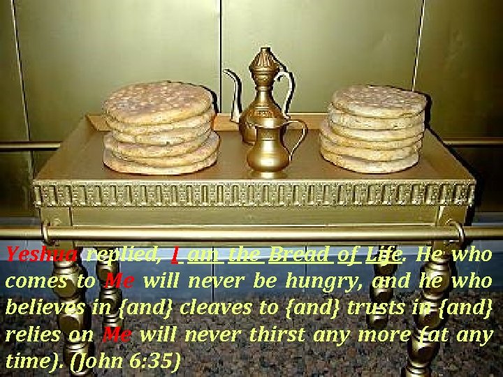 Yeshua replied, I am the Bread of Life. He who comes to Me will