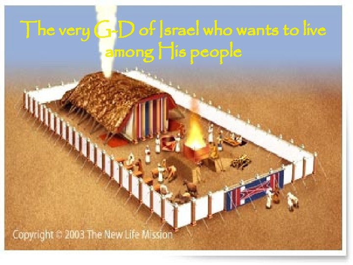 The very G-D of Israel who wants to live among His people God wil