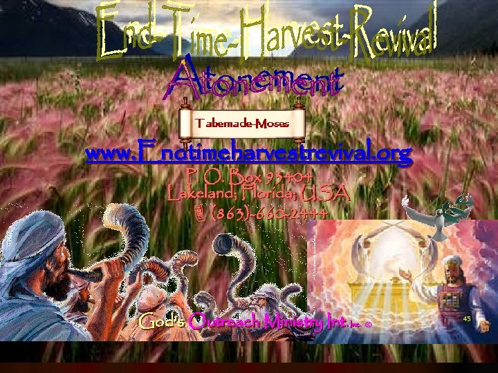 www. Endtimeharvestrevival. org P. O. Box 93404 Lakeland; Florida; USA (863)-660 -2444 God’s Outreach