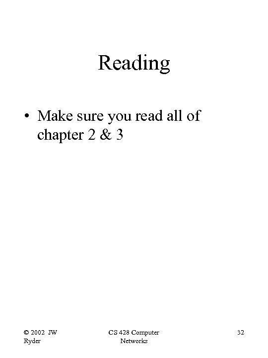 Reading • Make sure you read all of chapter 2 & 3 © 2002