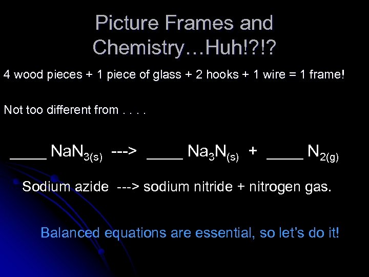 Picture Frames and Chemistry…Huh!? !? 4 wood pieces + 1 piece of glass +
