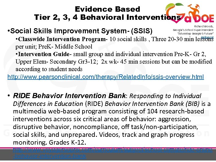 Evidence Based Tier 2, 3, 4 Behavioral Interventions • Social Skills Improvement System- (SSIS)