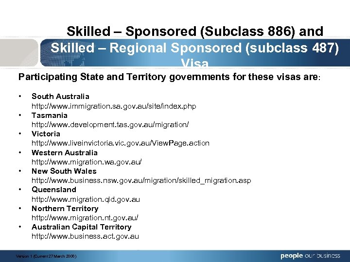 Skilled – Sponsored (Subclass 886) and Skilled – Regional Sponsored (subclass 487) Visa Participating