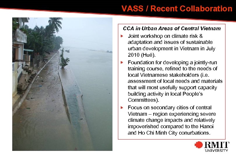 VASS / Recent Collaboration CCA in Urban Areas of Central Vietnam Joint workshop on