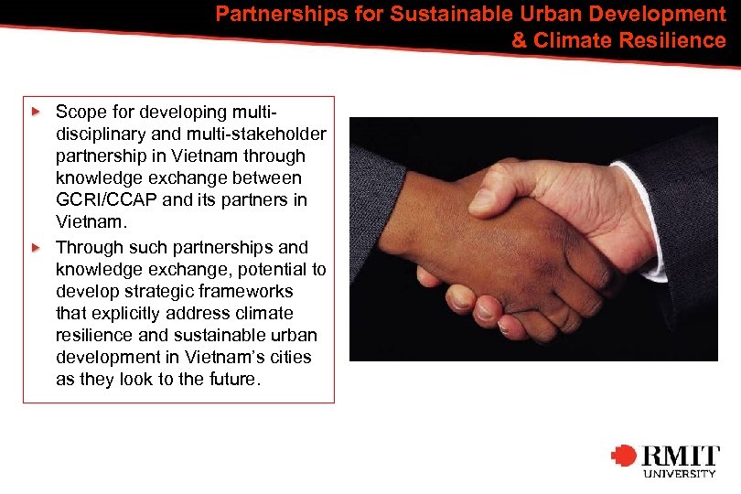 Partnerships for Sustainable Urban Development & Climate Resilience Scope for developing multidisciplinary and multi-stakeholder