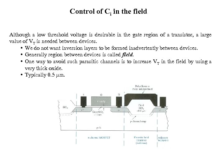 Control of Ci in the field Although a low threshold voltage is desirable in