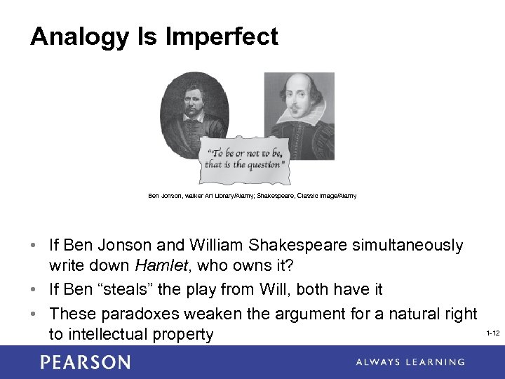 Analogy Is Imperfect Ben Jonson, walker Art Library/Alamy; Shakespeare, Classic Image/Alamy • If Ben