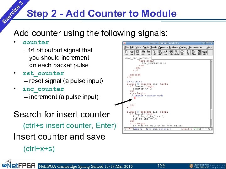 3 se ci er Ex Step 2 - Add Counter to Module Add counter