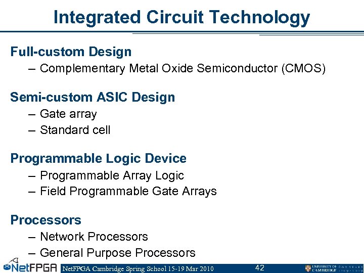 Integrated Circuit Technology Full-custom Design – Complementary Metal Oxide Semiconductor (CMOS) Semi-custom ASIC Design