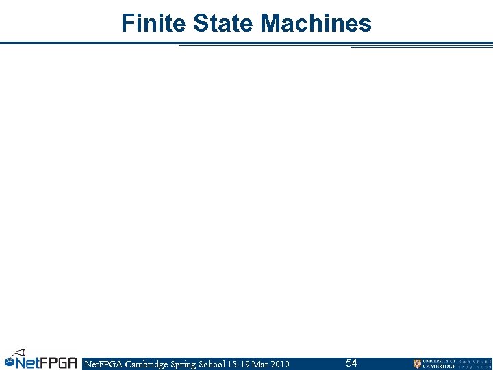 Finite State Machines Net. FPGA Cambridge Spring School 15 -19 Mar 2010 54 