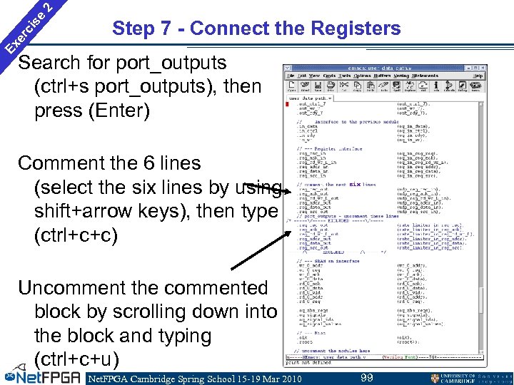 2 se ci er Ex Step 7 - Connect the Registers Search for port_outputs