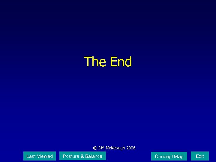 The End © DM Mc. Keough 2006 Last Viewed Posture & Balance Concept Map